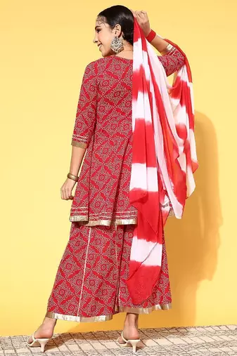 Women Bandhani Pure Cotton Print Parade Kurta Set
