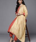 Women Rust Floral Embroidered Kurta with Trousers & With Dupatta