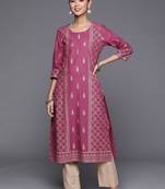 Women Purple Ethnic Motifs Printed Pure Cotton Kurta with Trousers