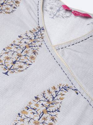 Women Grey & Golden Angrakha Printed Kurti with Sharara 2