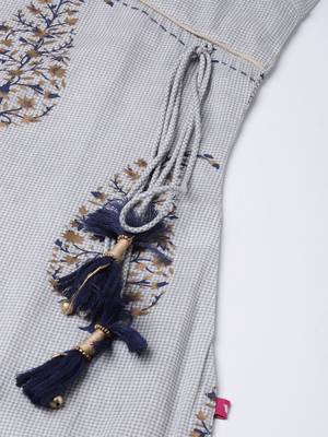 Women Grey & Golden Angrakha Printed Kurti with Sharara 7