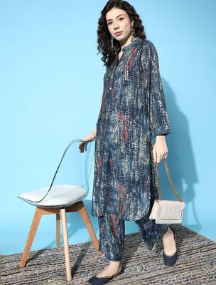 Dyed Regular Kurta with Trousers 1
