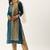 Women Teal Layered Kurta with Trousers & With Dupatta