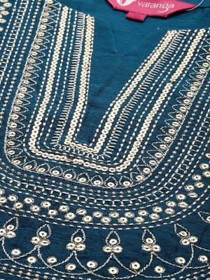 Women Teal Layered Kurta with Trousers & With Dupatta 2