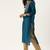 Women Teal Layered Kurta with Trousers & With Dupatta