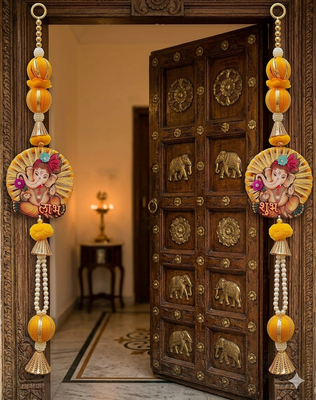 ganesh ji shubh door hanging handmade decorative home entrance decor (pack of 2) 2