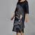 Navy blue chanderi straight dress with slip