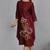 Maroon chanderi straight dress with slip (2pcs set)