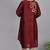 Maroon chanderi straight dress with slip (2pcs set)