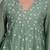 Green chanderi gathered dress with embroidery