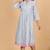 Blue-grey chanderi gathered dress with embroidery