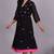Black chanderi gathered dress with embroidery