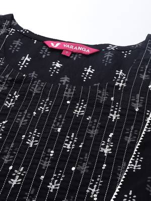 Women Black Ethnic Motifs Printed Pure Cotton Kurta with Trousers & Dupatta 3