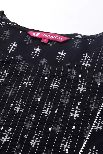 Women Black Ethnic Motifs Printed Pure Cotton Kurta with Trousers & Dupatta
