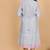 Blue-grey chanderi gathered dress with embroidery