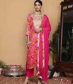 Women Dyed Regular Thread Work Kurta with Trousers & With Dupatta