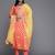Women Peach-Coloured Ethnic Motifs Printed Gotta Patti Cotton Kurta Set