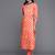 Women Peach-Coloured Ethnic Motifs Printed Gotta Patti Cotton Kurta Set