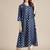 Women Navy Blue Bandhani Printed Panelled Pure Silk Kurta with Trousers