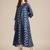 Women Navy Blue Bandhani Printed Panelled Pure Silk Kurta with Trousers