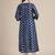 Women Navy Blue Bandhani Printed Panelled Pure Silk Kurta with Trousers