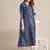 Women Navy Blue Bandhani Printed Panelled Pure Silk Kurta with Trousers