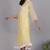 Yellow chanderi gathered dress with embroidery