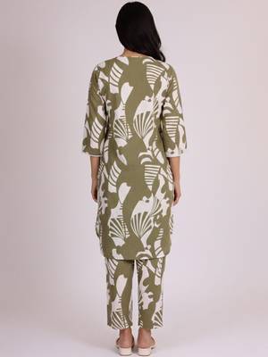 Women Abstract Printed V-Neck Pure Cotton Kurta with Palazzos 3