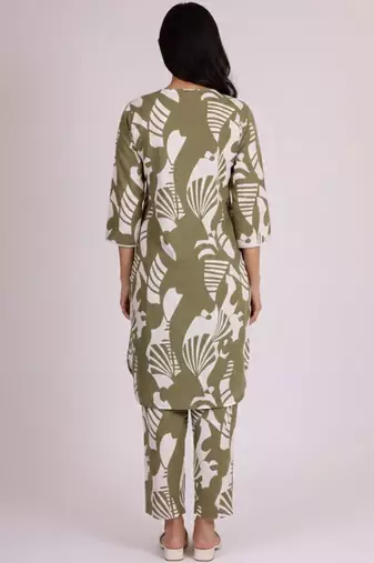 Women Abstract Printed V-Neck Pure Cotton Kurta with Palazzos
