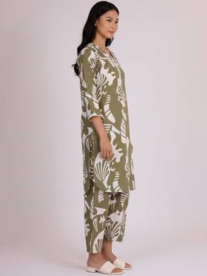 Women Abstract Printed V-Neck Pure Cotton Kurta with Palazzos 4