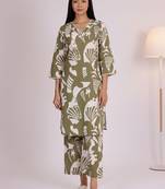 Women Abstract Printed V-Neck Pure Cotton Kurta with Palazzos