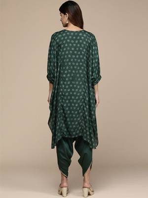 Embroidered Thread Work Pure Silk Fusion Kurta with Dhoti Pants 2