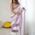 Lilac tissue satin embellished saree with unstitched blouse piece.