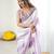 Lilac tissue satin embellished saree with unstitched blouse piece.