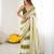 Olive tissue satin embellished saree with unstitched blouse piece.