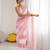 Pink tissue satin embellished saree with unstitched blouse piece.