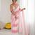 Pink tissue satin embellished saree with unstitched blouse piece.