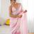 Pink tissue satin embellished saree with unstitched blouse piece.