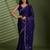 Purple tissue satin embellished saree with unstitched blouse piece.