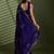 Purple tissue satin embellished saree with unstitched blouse piece.