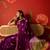 Purple silk cotton bandhni printed saree with unstitched blouse piece.