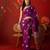 Purple silk cotton bandhni printed saree with unstitched blouse piece.