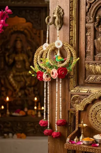 handmade wall hanging decorative door toran tassel religious home decorations (pack of 2)