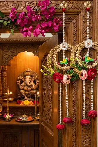 handmade wall hanging decorative door toran tassel religious home decorations (pack of 2)