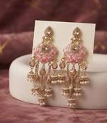 Light pink color meenakari kundan earrings graceful traditional appeal