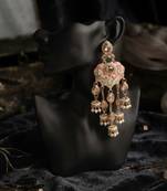 Light pink & pista green color meenakari kundan earrings elegant ethnic design