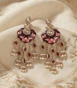 Maroon color meenakari kundan earrings royal ethnic traditional style