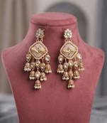 Light pink color kundan earrings elegant handmade traditional design