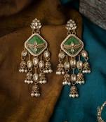 Green color kundan earrings beautiful festive designer appeal