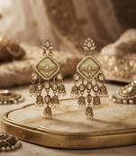 Yellow color kundan earrings royal traditional handmade style
